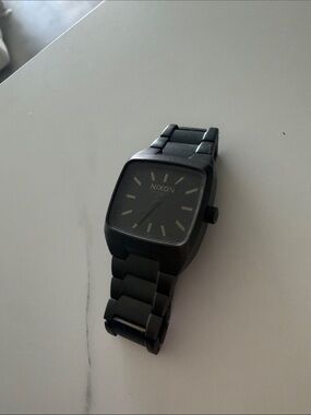 Nixon Matte Black Square-Link Stainless Watch